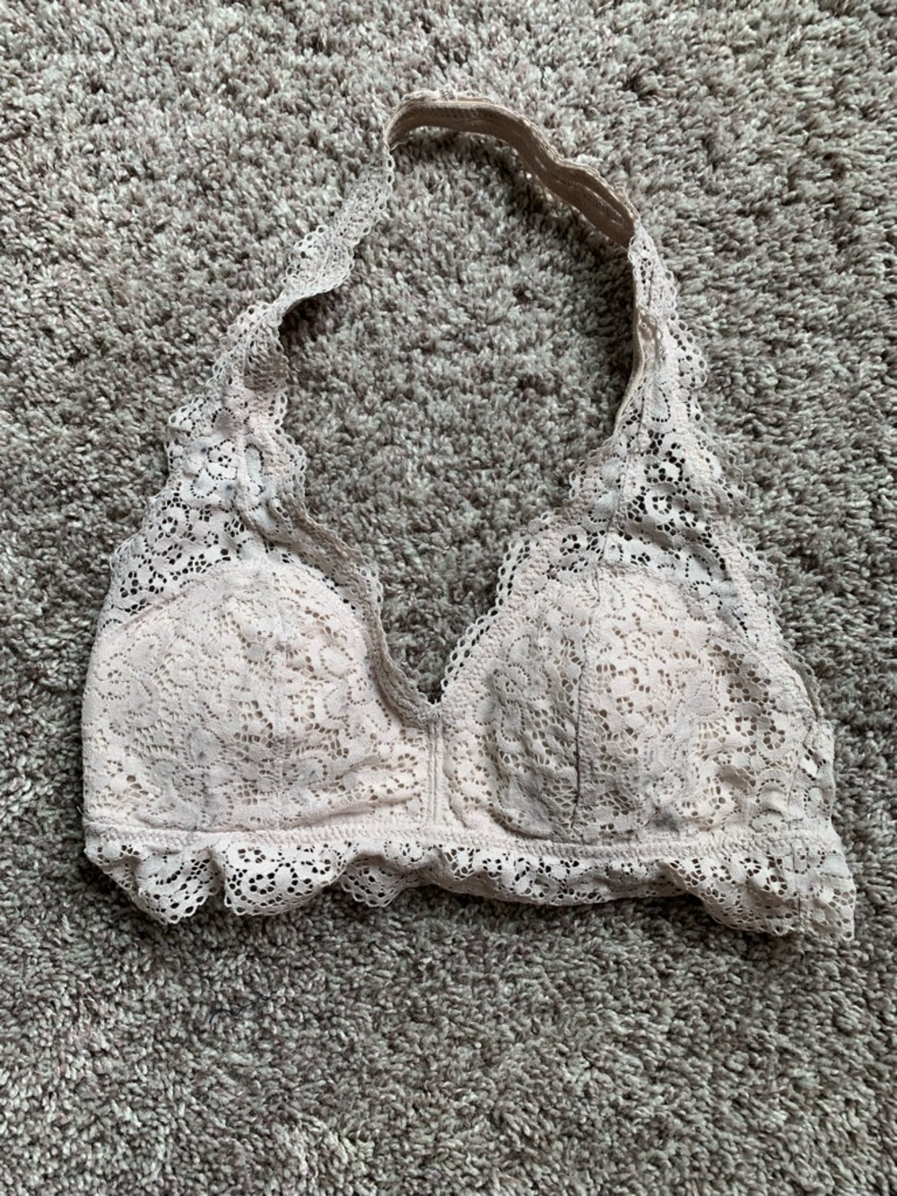 aerie Lace Halter Bralette in off white
